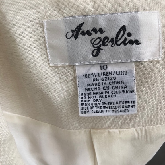 Ann Gerlin Vintage Embroidered Linen Skirt Suit White Size 10 - Picture 7 of 10